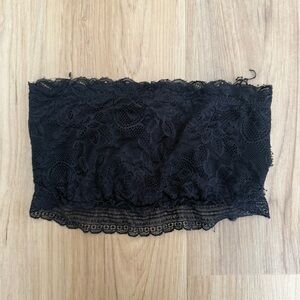 Free Press Black Lace Bandeau Strapless Top